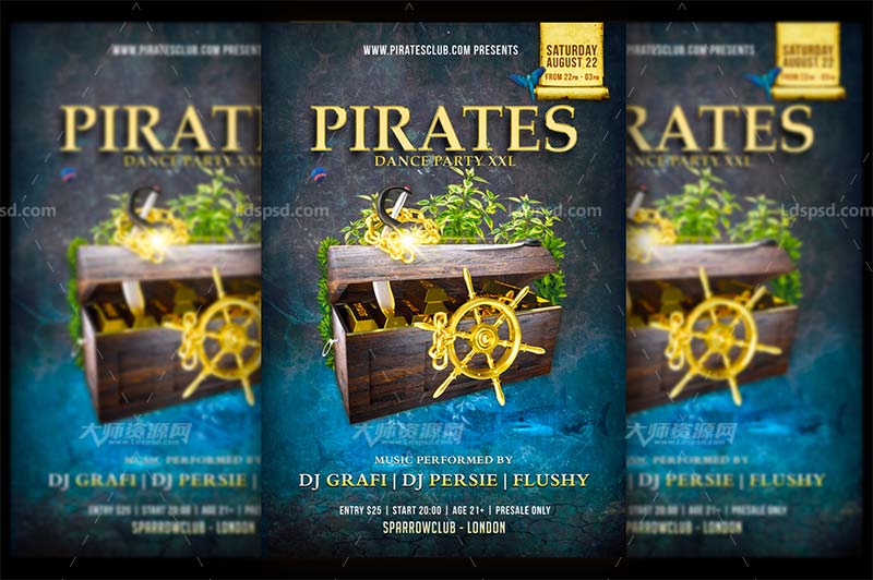 Pirates Party,海盗聚会海报/传单模板