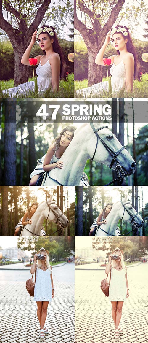 47 Spring Photoshop Actions,PS动作－47个春季色调
