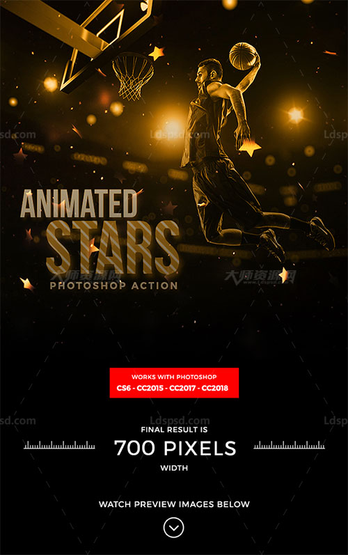 极品PS动作－群星流影(含高清视频教程)：Animated Stars Photoshop Action