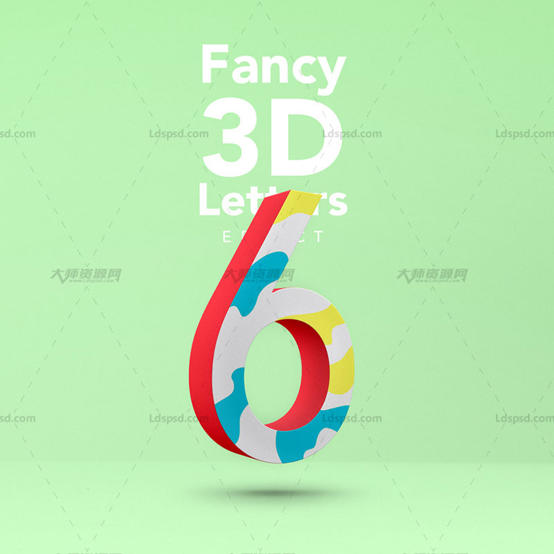 Fancy 3D Letter PSD Text Effect,3D立体炫彩文字PSD模型