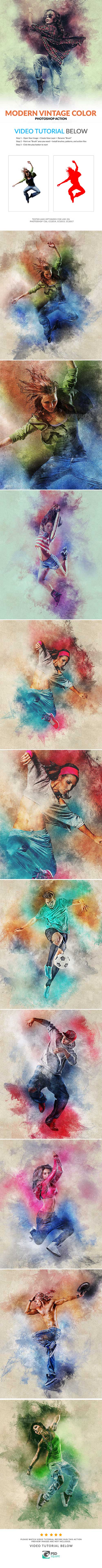 Modern Vintage Color Photoshop Action,极品PS动作－复古艺术(含高清视频教程)