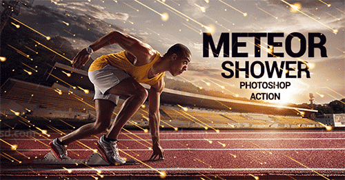 极品PS动作－流星雨(含高清视频教程)：Animated Meteor Shower Photoshop Action