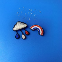 ALICE handmade embroidery fresh cute cartoon rain rainbow brooch raindrops cloud pin accessories badge tide