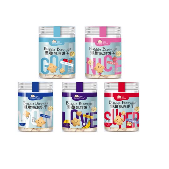 Bao Si Jia Yi Qu Bubble Biscuits, Baby and Children's Snacks and Complementary Food, Teething-Friendly, Non-Soft Formula That Melts in the Mouth