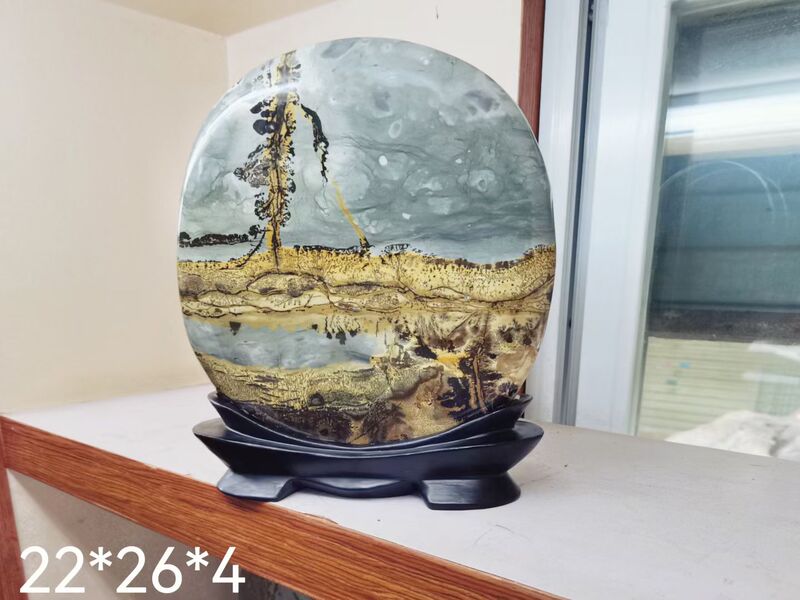 There Are Many Types of Guangxi Traditional Chinese Painting Stones, Natural Ornamental Stones, Round Cake-Shaped Grass Flower Stones, Ornaments, Living Room Crafts, and Decorations