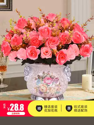 Decorative fake flower living room decoration table flower TV cabinet drying flower decoration indoor potted plant simulation floral plastic flower arrangement