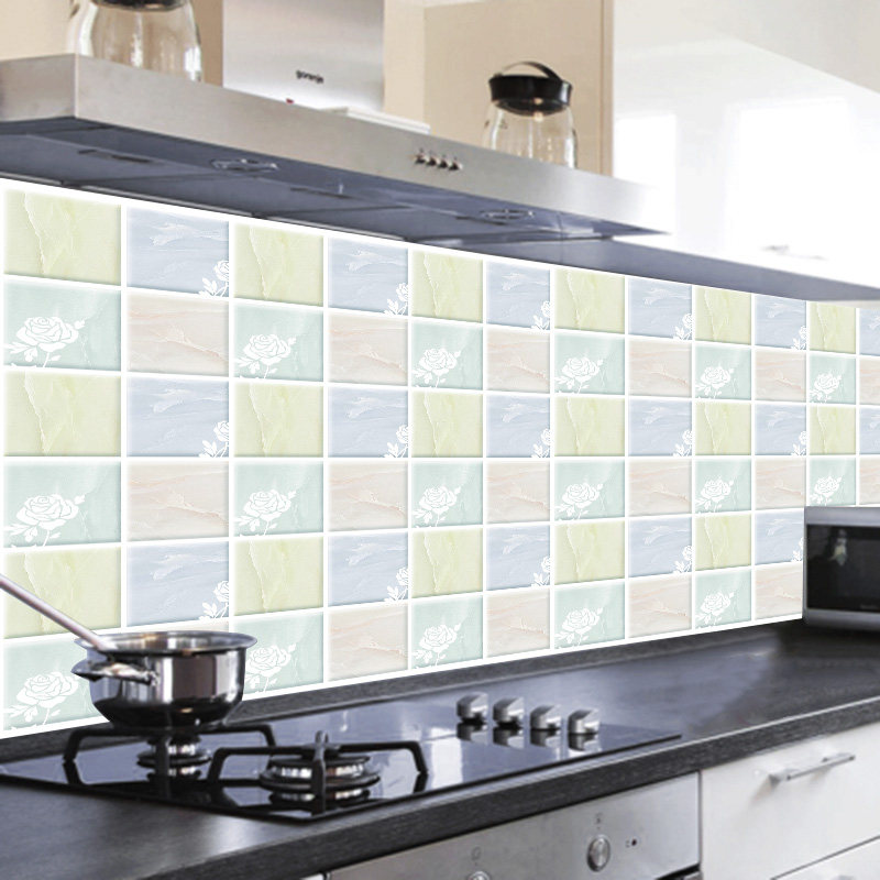 Self-adhesive thickened waterproof moisture-proof kitchen anti-oil sticker high temperature resistant hearth with cabinet oil smoke wall sticker big wall paper-Taobao