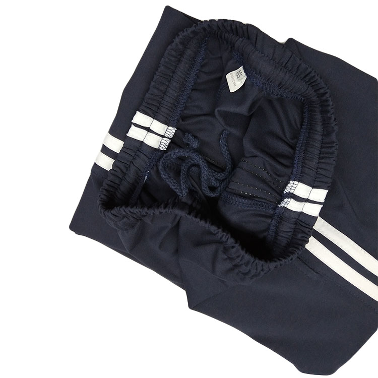 Mùa hè cotton siêu mỏng tùy chỉnh màu xanh đậm Tây Tạng dát 2 thanh trắng đồng phục thể thao thẳng quần đồng phục trẻ em chất lượng cao