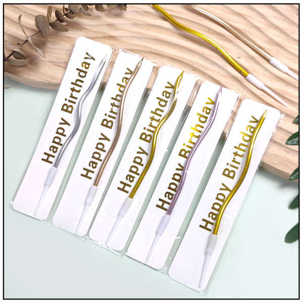 Curved Birthday Candles for Cakes, Silver-Colored, Individually Wrapped, Creative Baking Decorations for Children's Parties