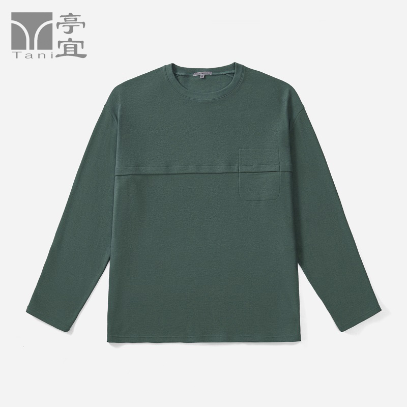 Tani Men's Warm Fleece-Lined Thickened Long-Sleeve Sports Base Layer Sweatshirt Round Neck Autumn Top