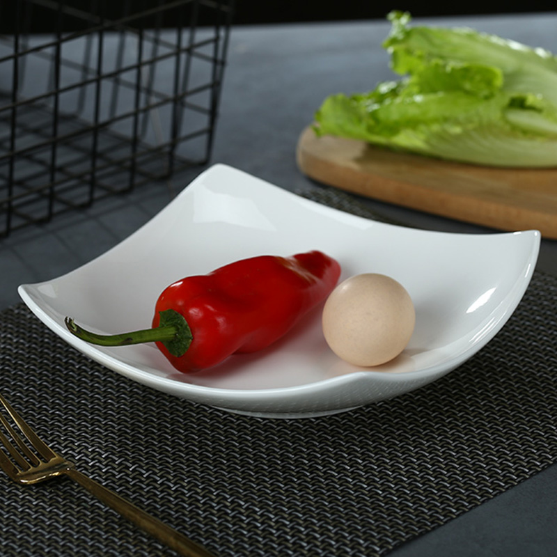 Jingdezhen ceramic plate creative side plates pure white ipads China vegetable salad to household deep dish soup plate plate