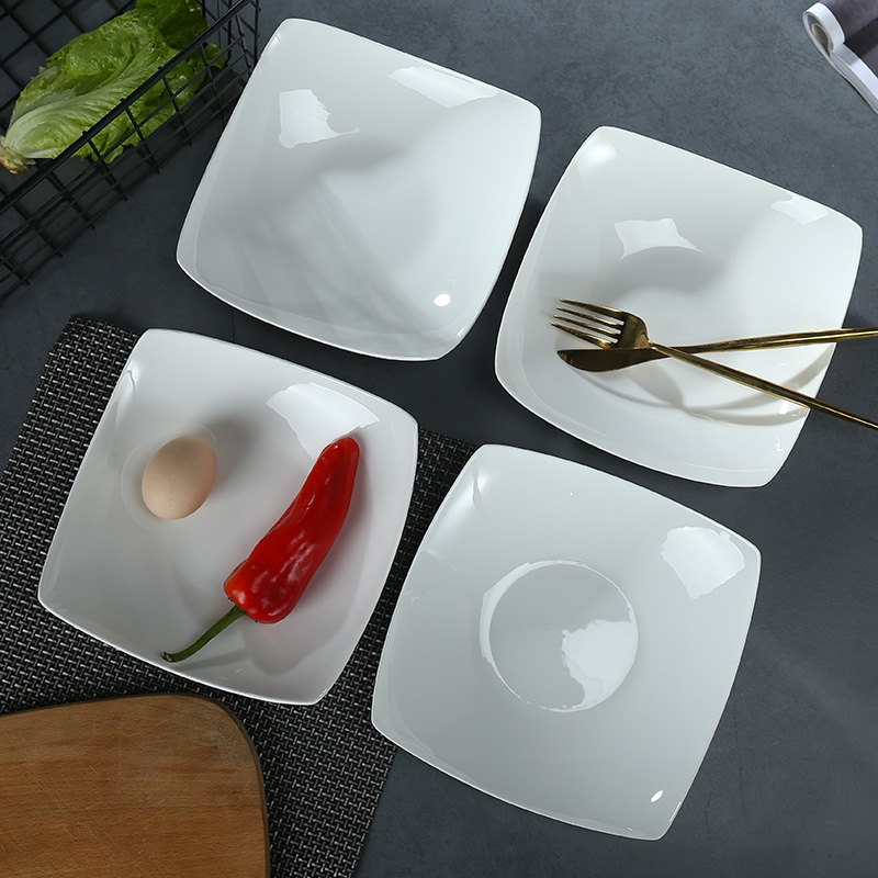 Jingdezhen ceramic plate creative side plates pure white ipads China vegetable salad to household deep dish soup plate plate