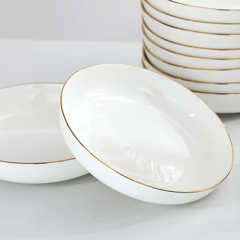 Ceramic plate suit creative household deep dish Jin Bianshang jingdezhen porcelain ipads son dish dish dish plate combination