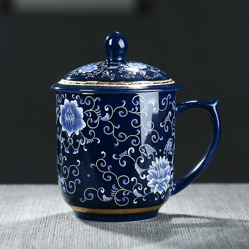 Jingdezhen ceramic cups office boss make tea cup with cover belt filter cup ultimately responds cup gift mugs