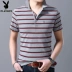 Playboy ngắn tay áo thun cotton nam ve áo POLO xu hướng Quần áo mỏng nam nửa áo - Áo phông dài