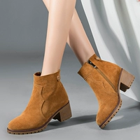Boots 萌 丝皮 磨 Retro Martin Boots Anh Dày với Giày da nữ hiệp sĩ đầy đủ bốt cổ thấp