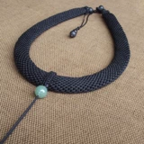 Чокер, ожерелье из шнура, подвеска, изумрудный ремешок