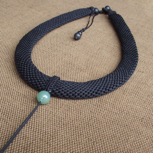 Чокер, ожерелье из шнура, подвеска, изумрудный ремешок