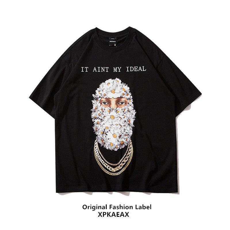 XPKAEAX Original Tide Brand Design Sense T-shirt Men Hip Hop Fried Street Short Sleeve oversize Loose Half sleeve Top