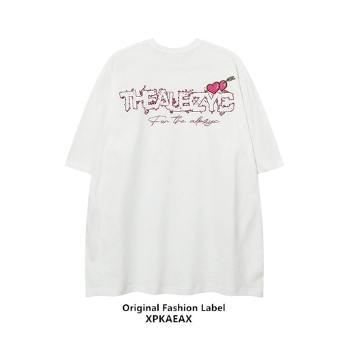 Оригинальный кролик, парная одежда для школьников для влюбленных, футболка, в американском стиле, оверсайз, короткий рукав