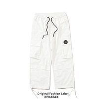 XPKAEAX original boomer white work dress pants for men and women with the same drawing rope bunch foot pants 100 hitch casual long pants