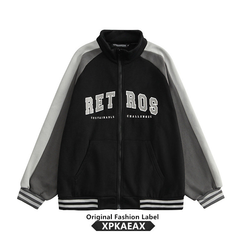 XPKAEAX Original Tide Card American Vintage Livewear Men's High Street Collage Sport Jacket Lovers