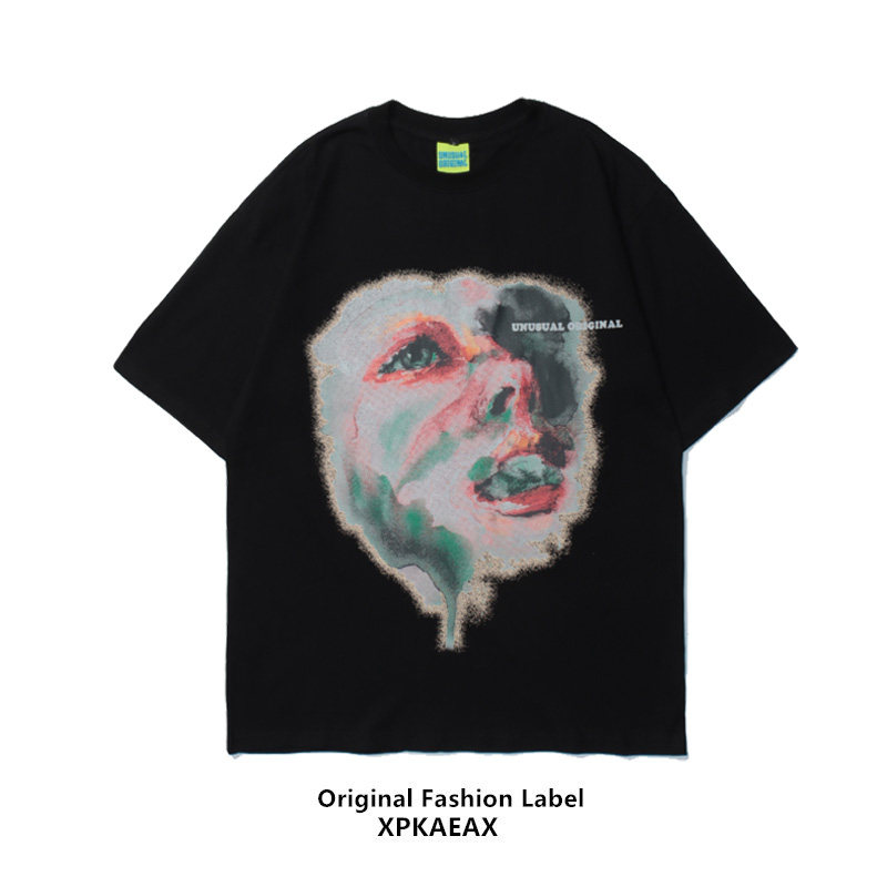 XPKAEAX original tide brand 2021 new European and American ins men and women summer abstract printing short pomelo T-size tide