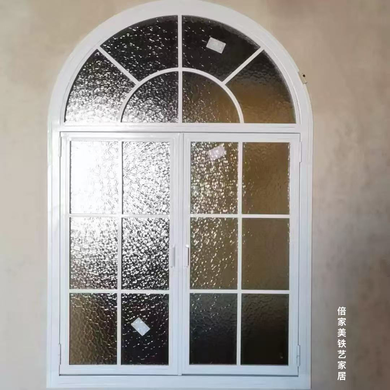 In-Stock French-Style Vintage Wrought Iron Window, Living Room Decorative Window, Indoor Sliding Window, Curved Glass Casement Window, Partition Window In-Stock French-Style Vintage Wrought Iron Window, Living Room Decorative Window, Indoor Sliding Window, Curved Glass Casement Window, Partition Window