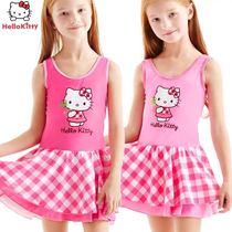 KT cat childrens swimsuit Girls baby split one-piece boxer swimsuit Quick-drying sunscreen beach suit Cute swimsuit