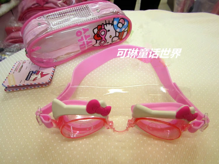 Kính bơi chính hãng Hello Kitty Hello Kitty kính bơi KT phim hoạt hình kính chống sương mù có thể được kiểm tra - Goggles