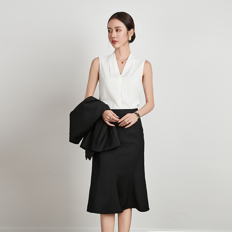 Business Professional Suit, White Base Shirt, Wrinkle-Resistant, High-End, Slim-Fit Suit, Sleeveless Vest Shirt for Women Business Professional Suit, White Base Shirt, Wrinkle-Resistant, High-End, Slim-Fit Suit, Sleeveless Vest Shirt for Women