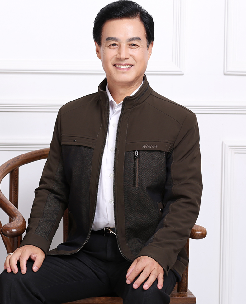 Áo khoác trung niên, bố, áo khoác mùa đông, 45 tuổi, cộng với nhung dày, 50 tuổi, 60 trung niên, xuân, thu, quần áo nam áo khoác nam kaki
