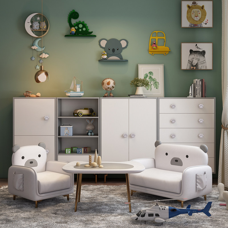 Bear Children's Sofa Childlike Solid Wood Small Sofa Mini Baby Chair Lazy Sofa Seat Locker Combination