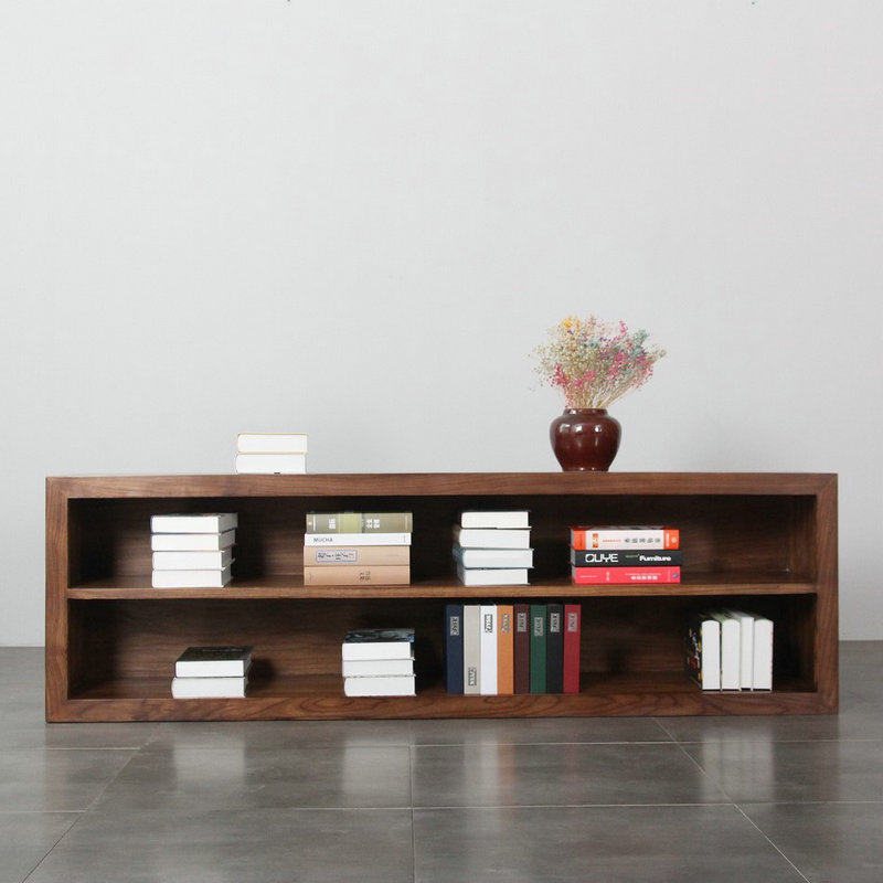 Solid Wood Bookcase Landing Short Bookshelf Black Walnuts Elm Living-room TV Cabinet Children's Bookcase Minima Contained Bookshelves