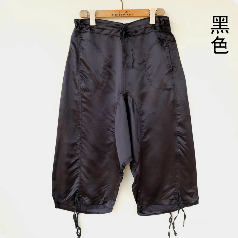 100% Silk Pants for Women, Casual Pants for Outdoor Wear, Loose Fit, Slimming, Versatile, Straight-Leg Wide-Leg Pants, Large Crotch Pants, Cropped Pants