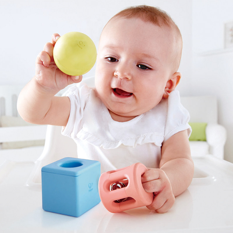 Hape Geometric Rock Kilden Set 0 - 1 year old boy and girl baby toy grab rice material block new