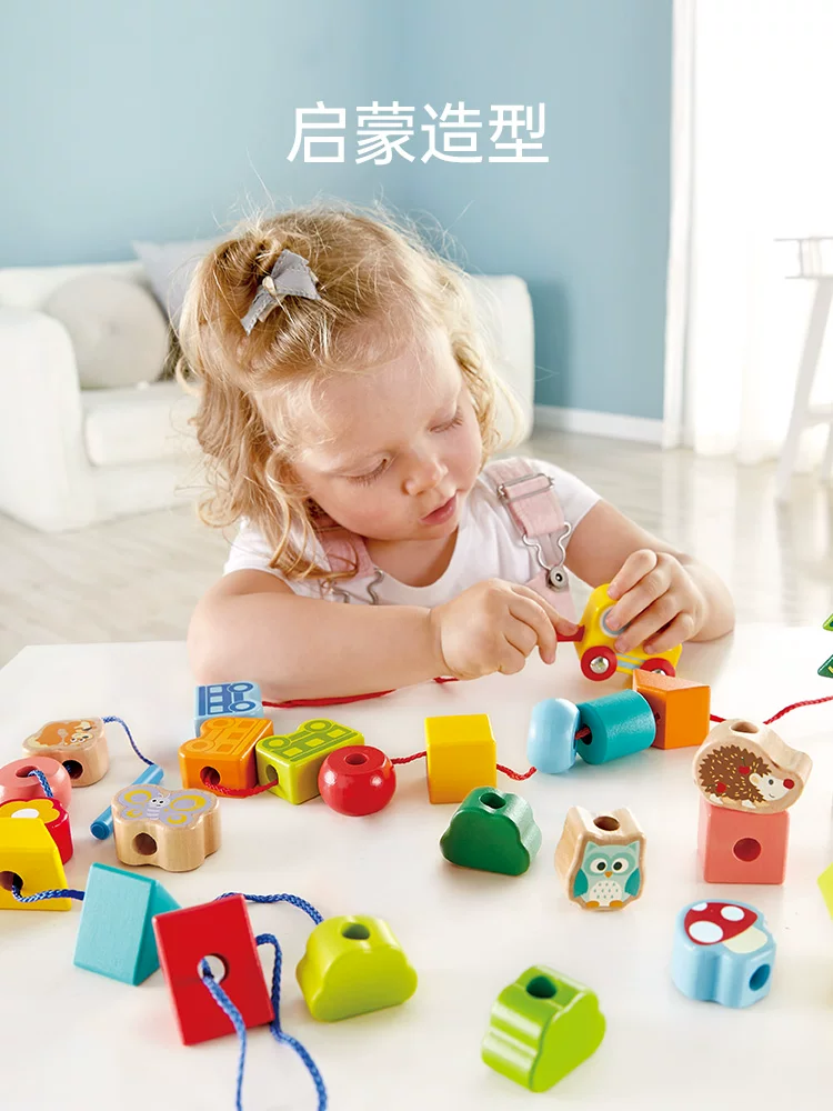 Детский конструктор поезда Hape с бусинами, умная игрушка для мальчиков и девочек, бисер, конструктор, раннее образование, подарок на день рождения