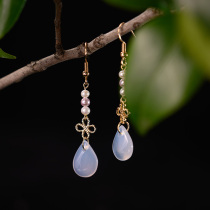 Ancient wind jade earbuds earbuds with no earrings and no earrings for female long-earrings earrings and nails national vintage