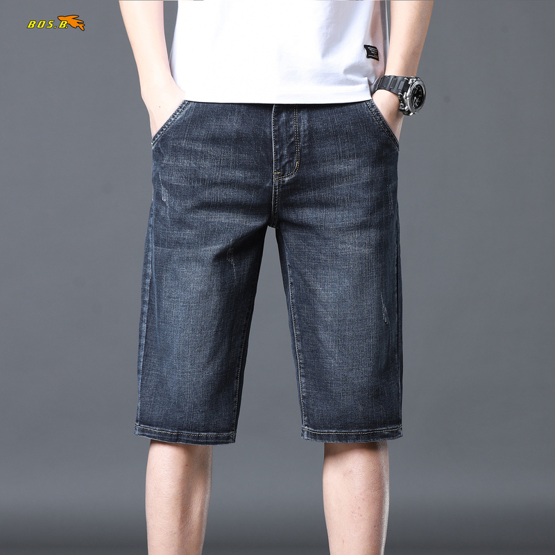 2026 New Model Boschburg Flying Fish Denim Shorts for Men, Summer Stretch Thin Slim-Fit Five-Point Pants, Casual Men's Pants