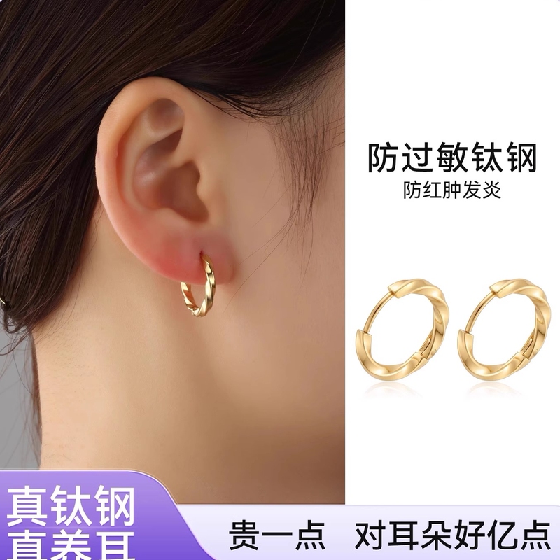 Mobius Earrings, Titanium Steel Earrings, Korean Style, Simple Twisted Versatile Fashion Earrings, Niche High-End Internet Celebrity Style