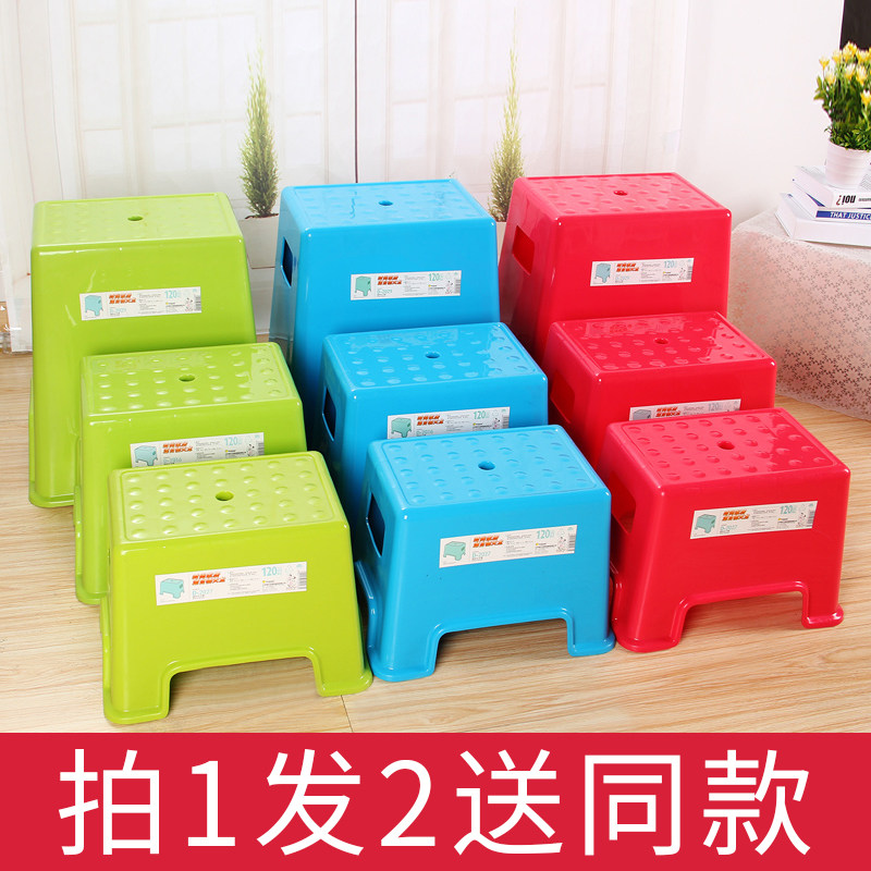 Jubilee dragon fat and pressure resistant stool thickened reinforced children's stool bathroom anti-slip stool square high and short stool plastic-Taobao