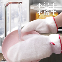 Dishwashing dishes gloves rags housework cleaning the kitchen not easy to get oil household suction table cloth
