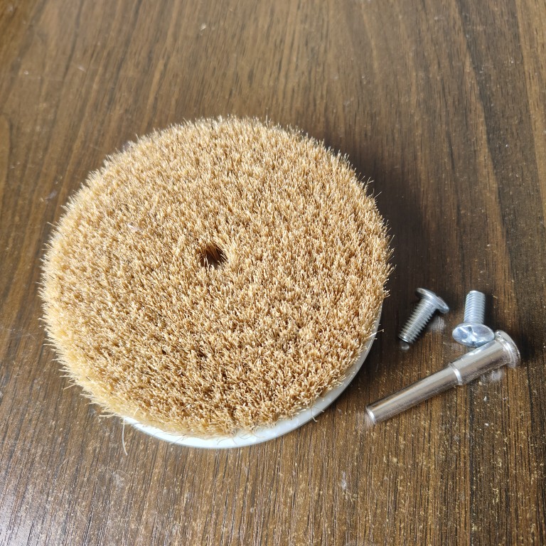 100mm Diameter Boar Bristle Disc Brush with Hole, Electric Drill Brush, Disc Brush with 6mm Rod