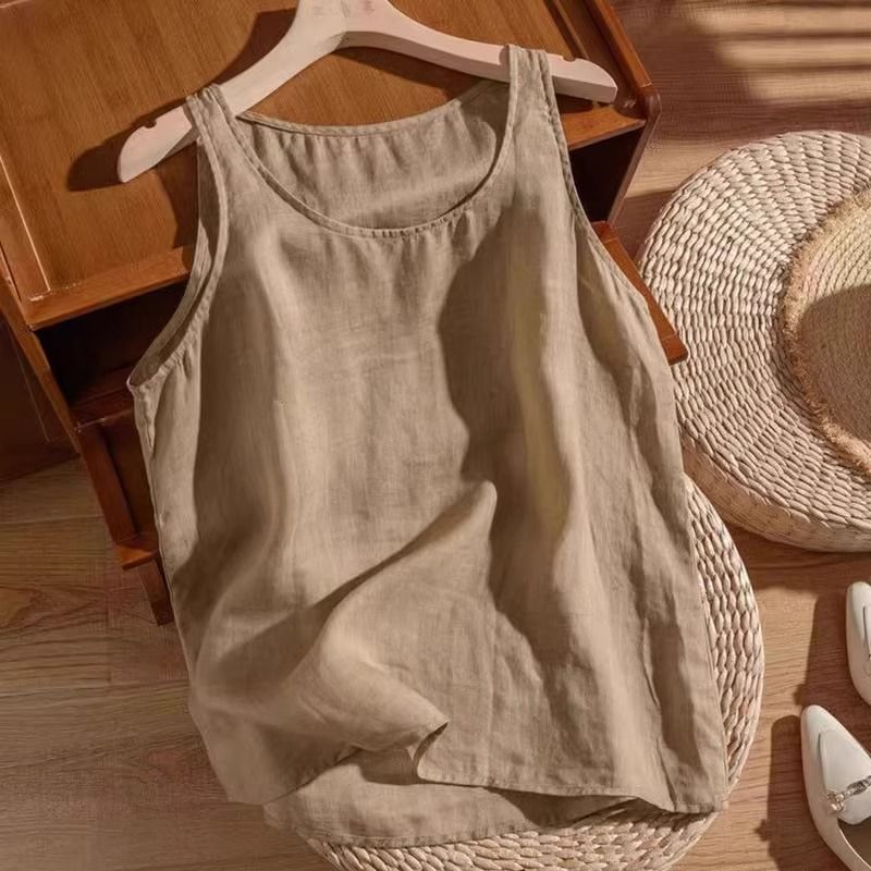 Cotton and Linen Camisole for Women, 2026 Summer New Style, Loose Fit, Plus Size, Casual, Fashionable, Elegant, Sleeveless Base Layer Cotton and Linen Camisole for Women, 2026 Summer New Style, Loose Fit, Plus Size, Casual, Fashionable, Elegant, Sleeveless Base Layer