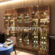 Factory customized constant temperature wine cabinet Villa club winery stainless steel titanium display cabinet rose gold Red wine cabinet light luxury