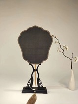 New special-shaped black silk polygonum bamboo handle round fan dance fan blank antique silk palace fan