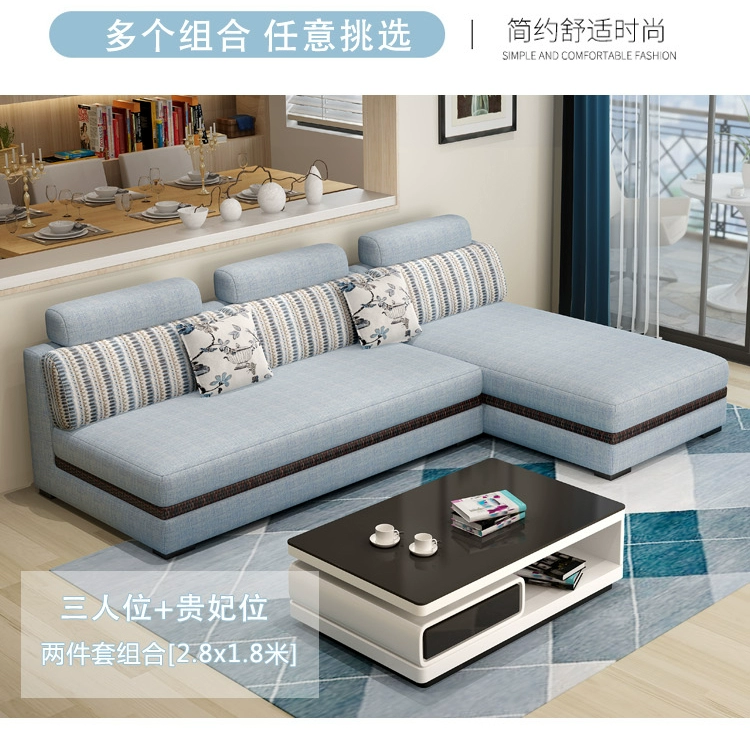 sofa vải đơn vị kết hợp ba-bit kích thước của phòng khách với chaise kép mùa hè và mùa đông tấm nho sofa vải có thể giặt - Ghế sô pha
