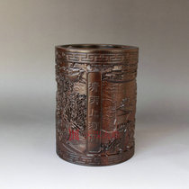 Ebony wood carving pen holder mahogany pen holder set solid wood pen holder study four treasures to successfully display Hongtu Lotus