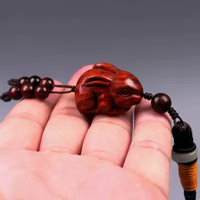 Indian Leaflet Rosewood Rabbit pendant Mahogany Zodiac animal Solid wood pendant Pendant Mobile phone lanyard keychain