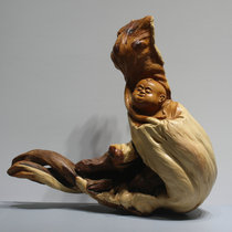 Dahan Jiuding Cliff cypress root carving Lotus boy natural root carving Natural scented wood hand carving